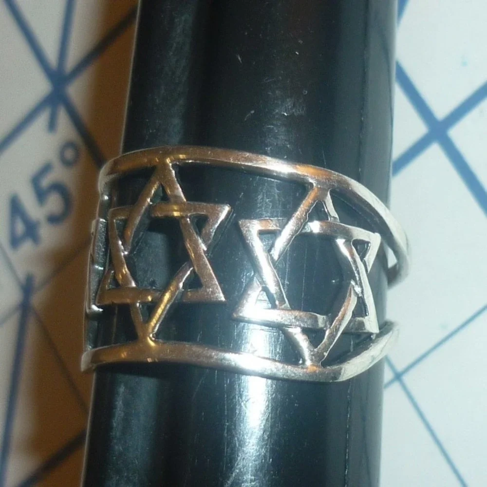Sterling Silver Star of David Ring 925 Judaica Magen David Eternity Band sz 7.5